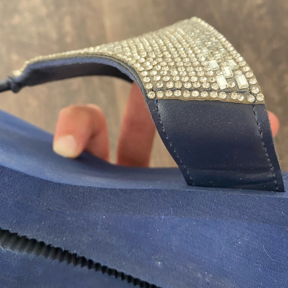 Olivia Miller Jeweled Blue Wedges - Picture 14 of 16